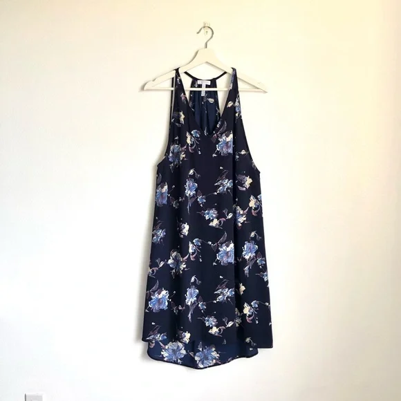 Leith | Dresses | Leith Navy Blue Floral Racerback Midi Dress Size Medium |  Poshmark